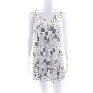 Lolita Jaca Womens Cotton Sequin V-Neck Sleeveless Mini Dress White Size S